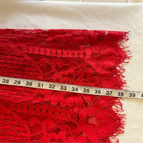 Lulus Red Lace Sheath Dress Short Sleeve Scalloped Hem Size M NWT - Picture 12 of 13